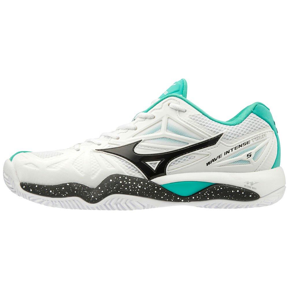 Men's Mizuno Tennis Shoes White/Black WAVE INTENSE TOUR 5 CC Shoes - 61GC190035